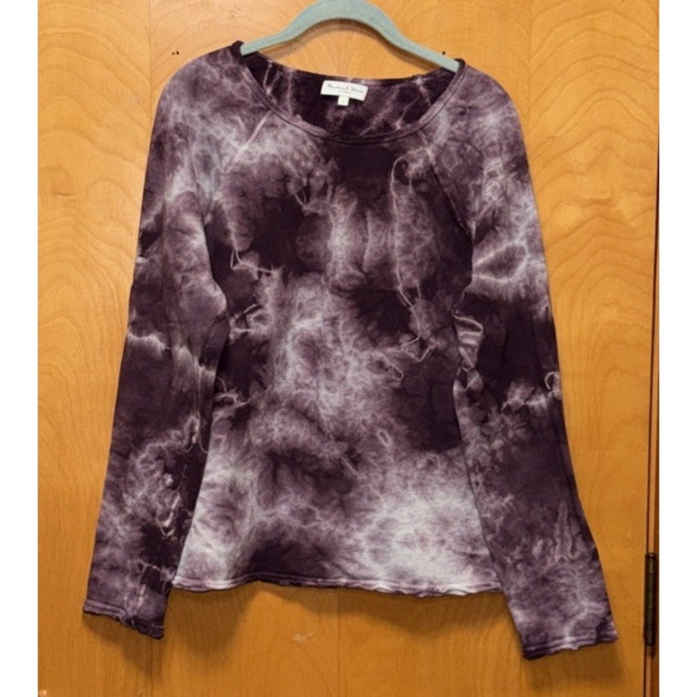 Michael Stars‎ Womens Pullover Fleece Tie Dye Sweatshirt Cotton Purple L